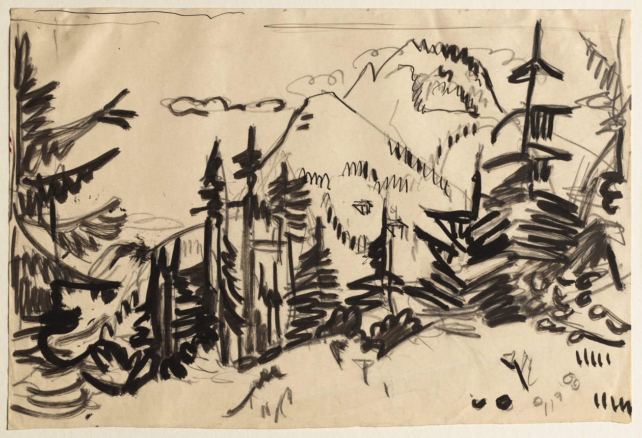 Horská krajina s jedlemi od Ernst Ludwig Kirchner
