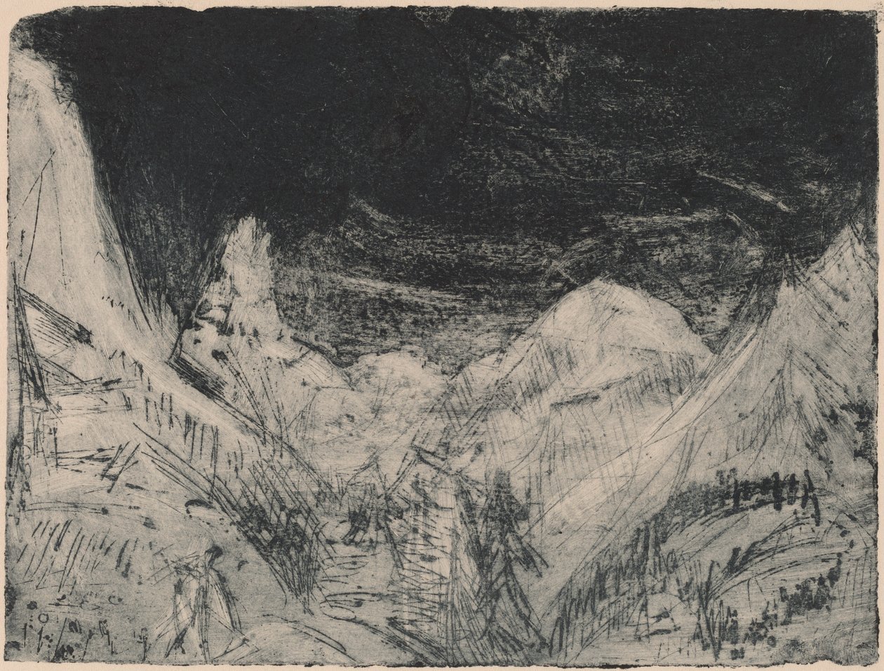 Horská krajina s malými sekačkami od Ernst Ludwig Kirchner