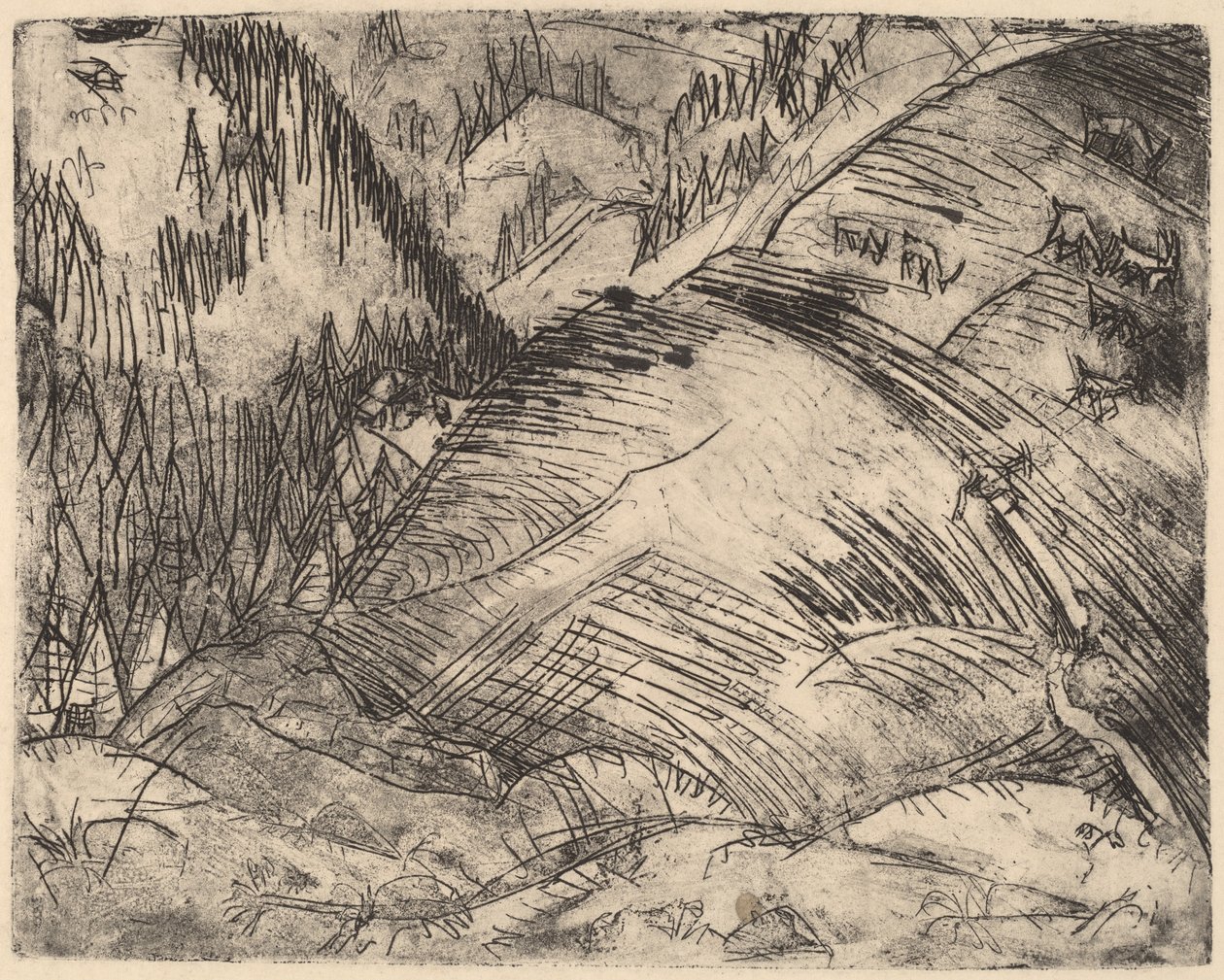 Horský svah s kozami od Ernst Ludwig Kirchner