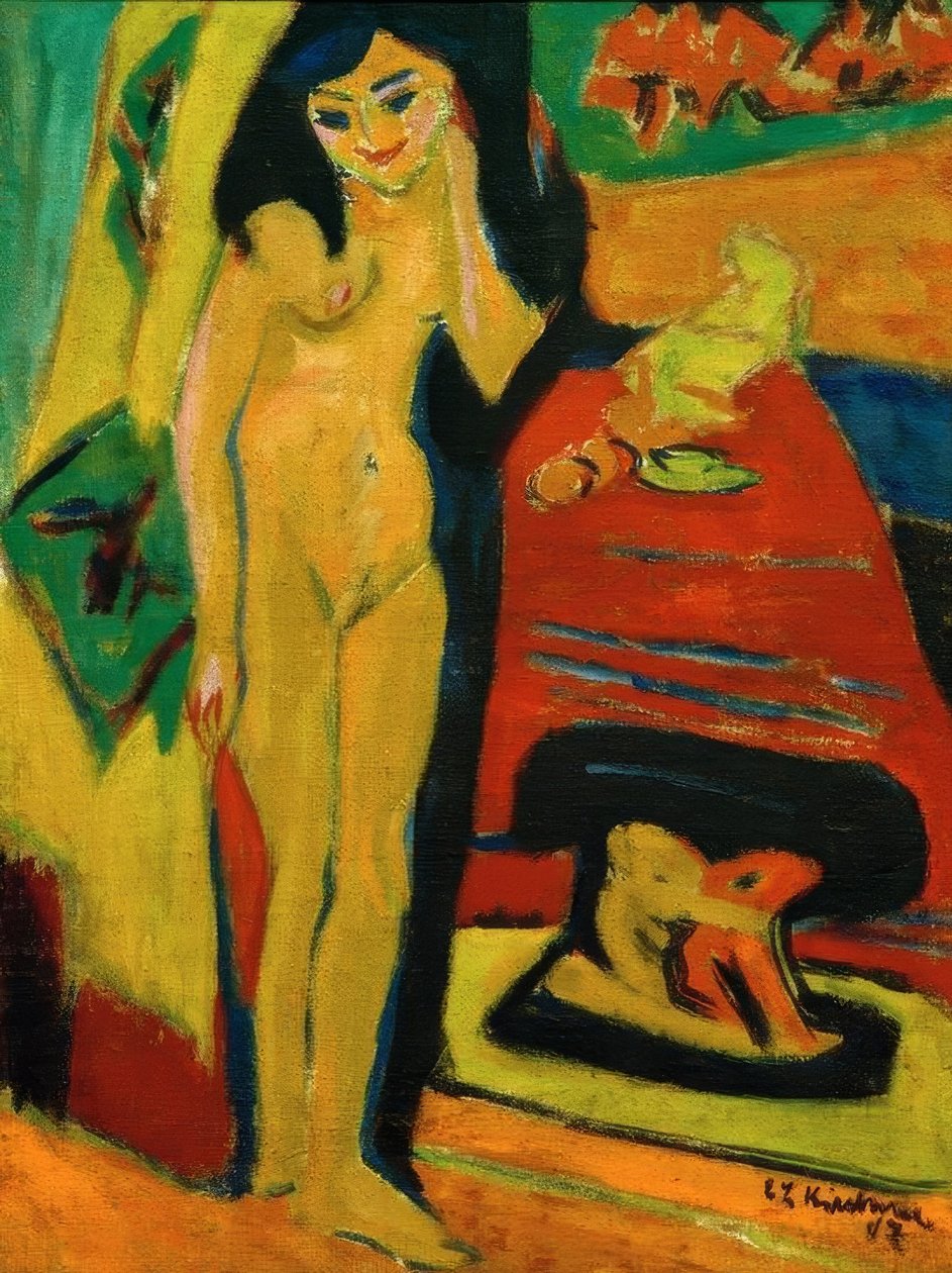 Nahá dívka za oponou (Fränzi) od Ernst Ludwig Kirchner