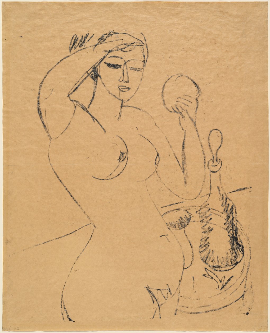 Nahá dívka na její toaletě od Ernst Ludwig Kirchner