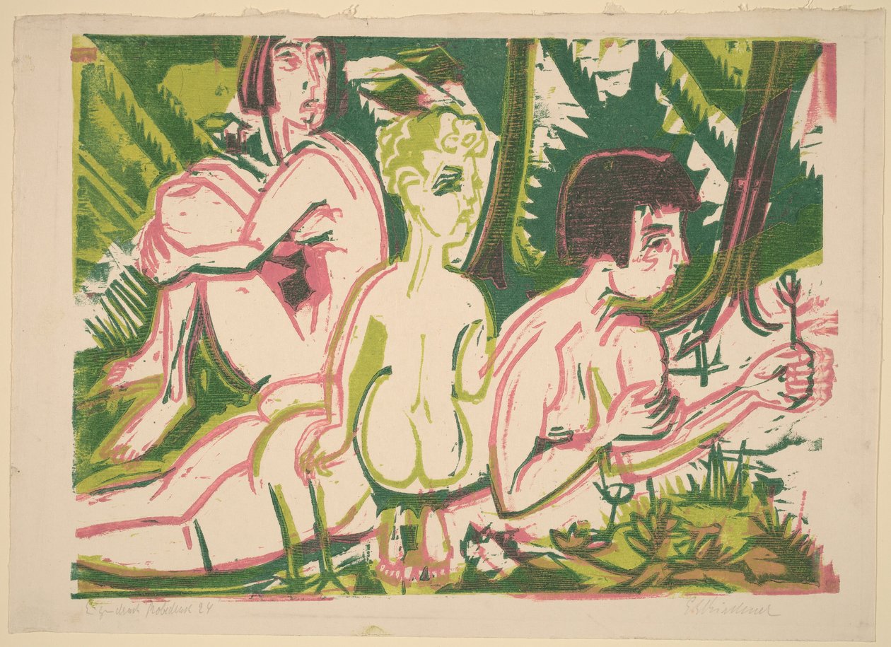 Nackte Frauen mit einem Kind im Wald od Ernst Ludwig Kirchner
