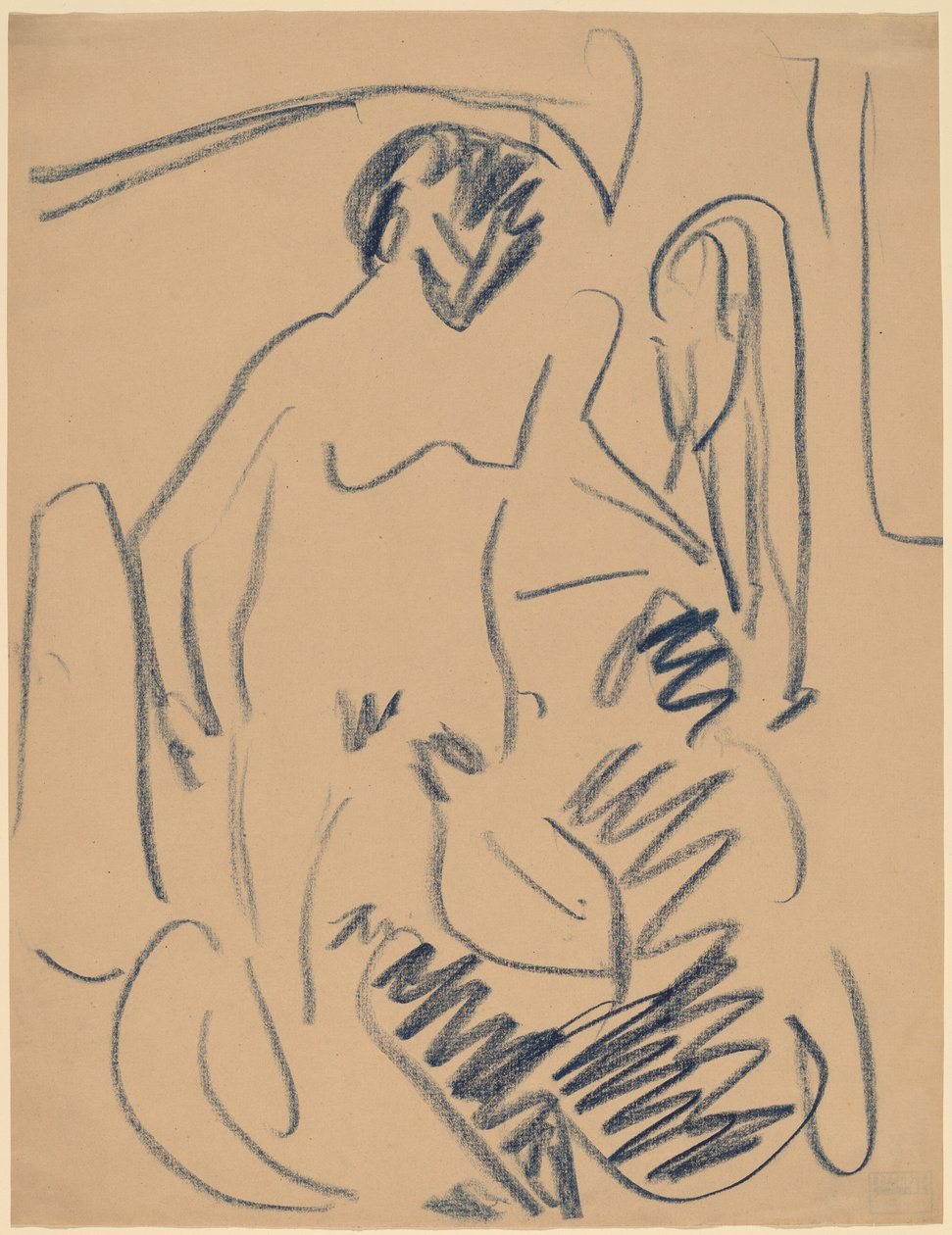 Nahá na pláži od Ernst Ludwig Kirchner