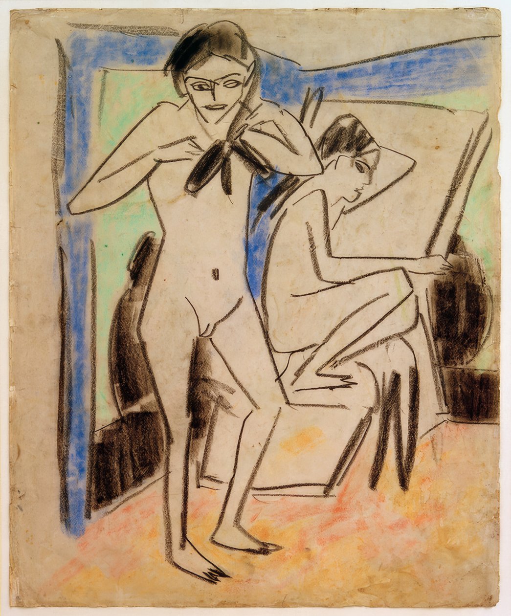 Bez názvu (Fränzi a Marcella ve studiu) od Ernst Ludwig Kirchner