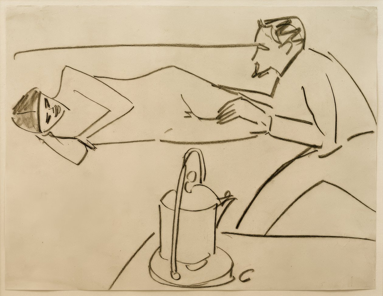 Bez názvu (Liegende Fränzi v rozhovoru s Erichem Heckelem) od Ernst Ludwig Kirchner