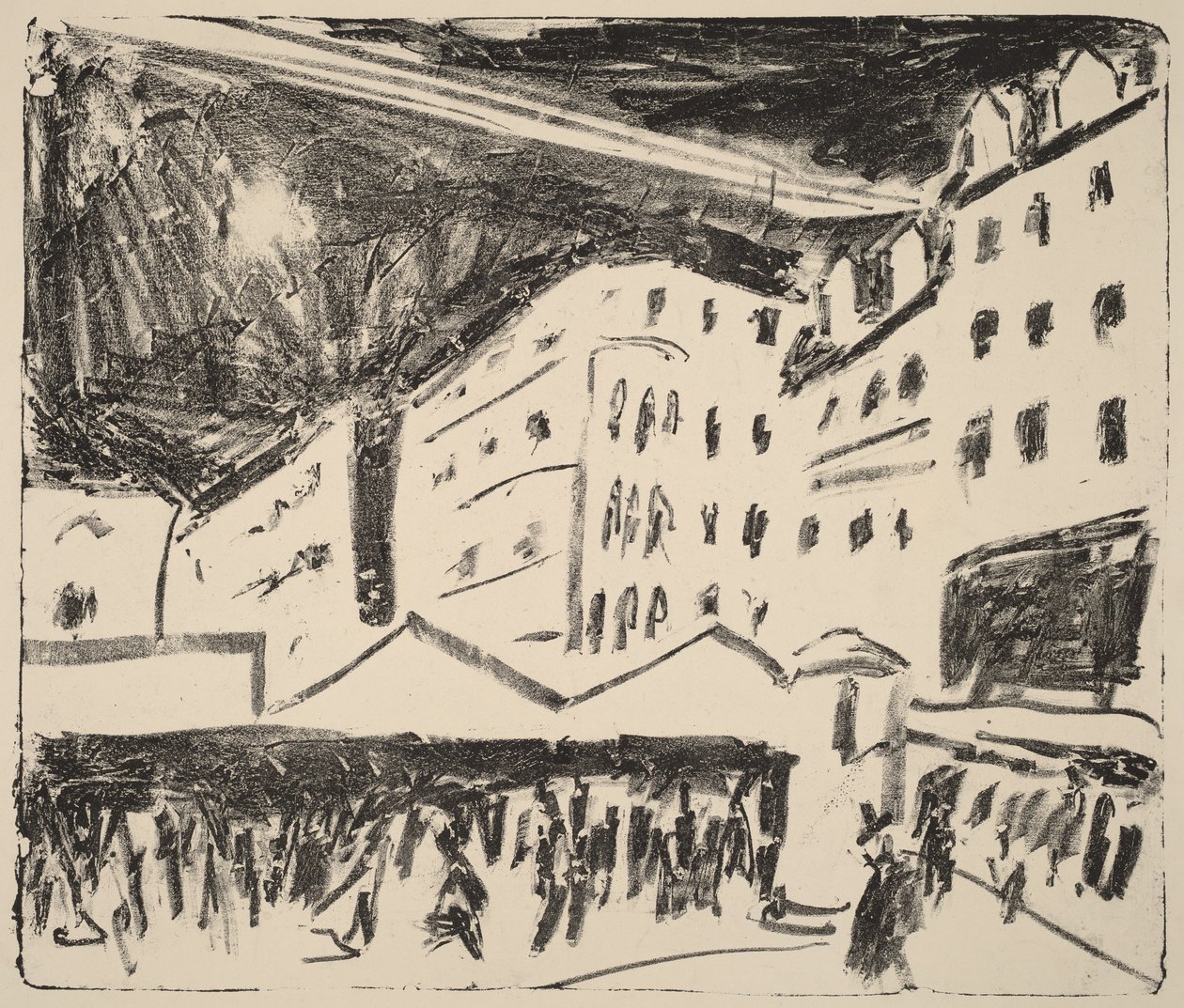 Starý trh v Drážďanech s poutí (Der Altmarkt in Dresden mit Jahrmarkt) od Ernst Ludwig Kirchner