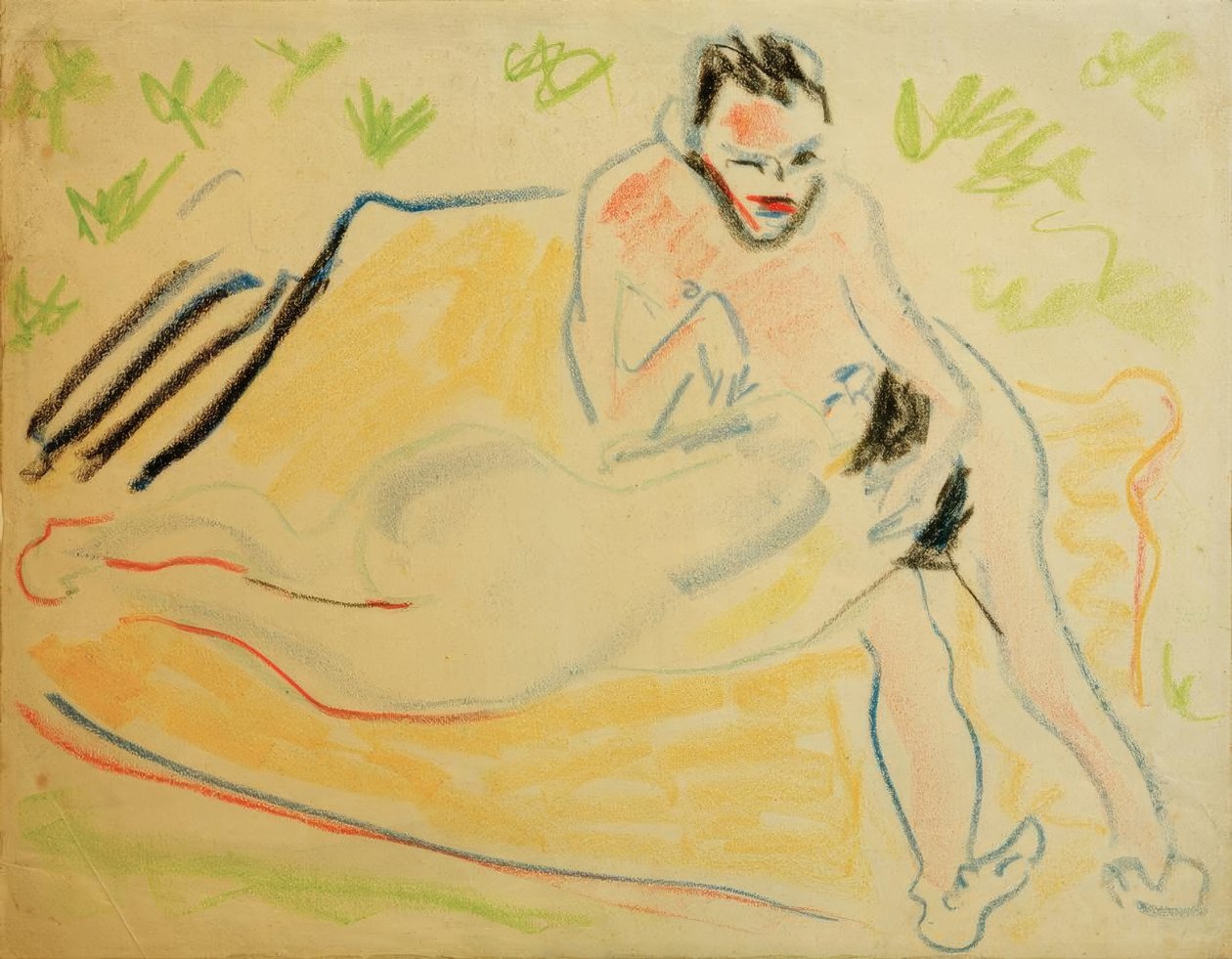 Pár na dece od Ernst Ludwig Kirchner