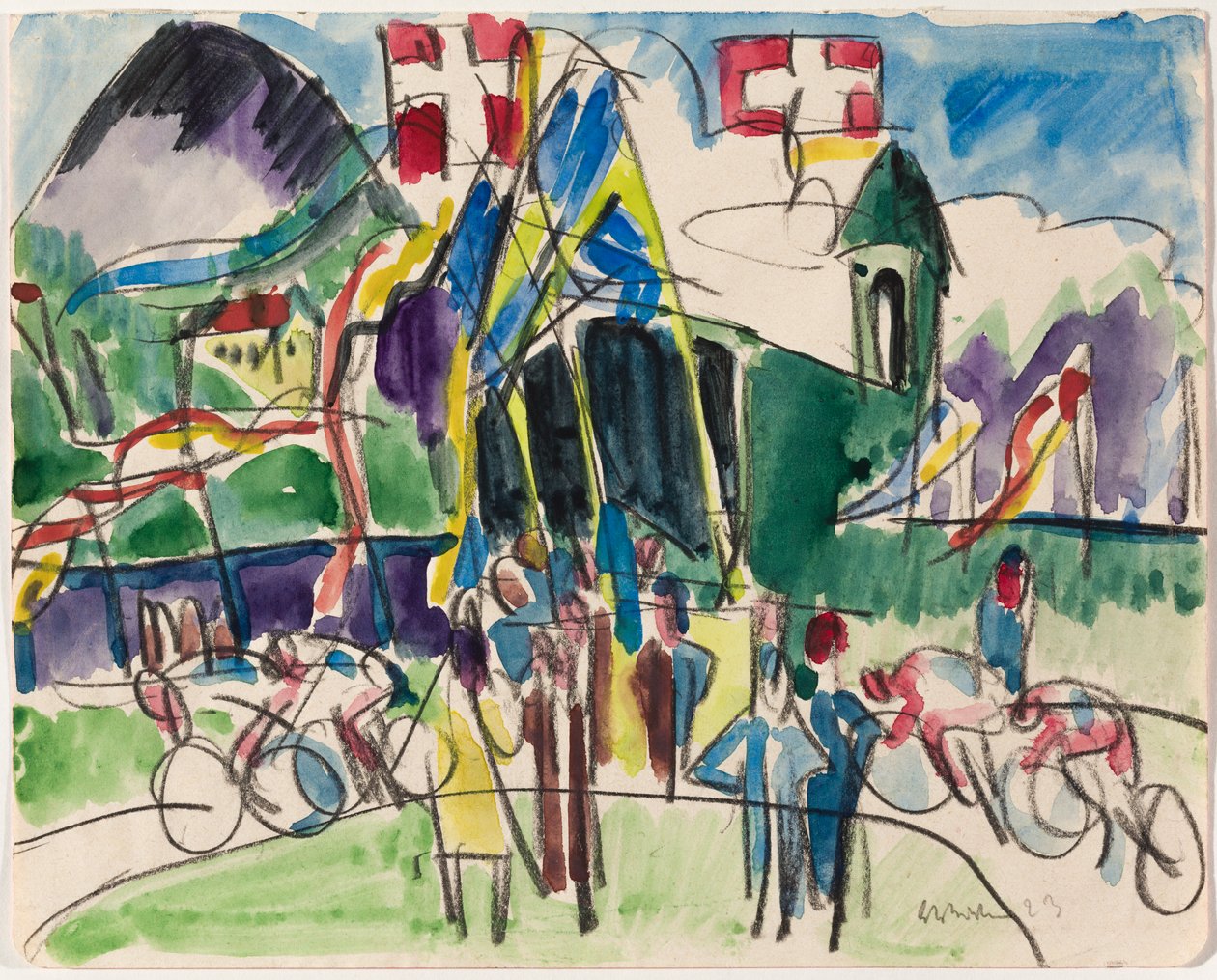 Cyklistický závod od Ernst Ludwig Kirchner