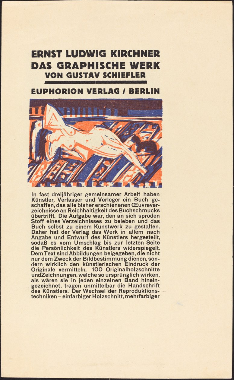 Ležící akt s kočkou (ilustrace pro Ernst Ludwig Kirchner: Das Graphisches Werk) od Ernst Ludwig Kirchner