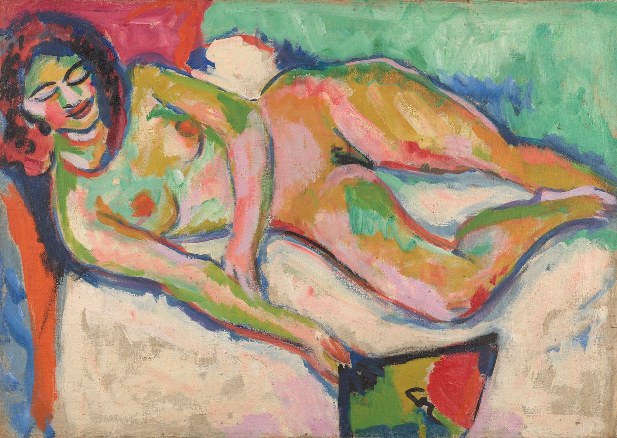Ležící akt s vějířem od Ernst Ludwig Kirchner