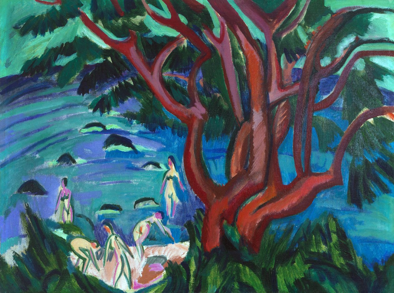 Červený strom na pláži, 1913. od Ernst Ludwig Kirchner
