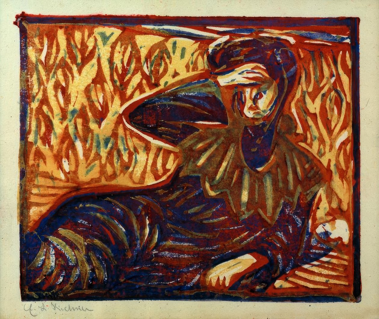 Odpočívající dívka s bolestí hlavy od Ernst Ludwig Kirchner