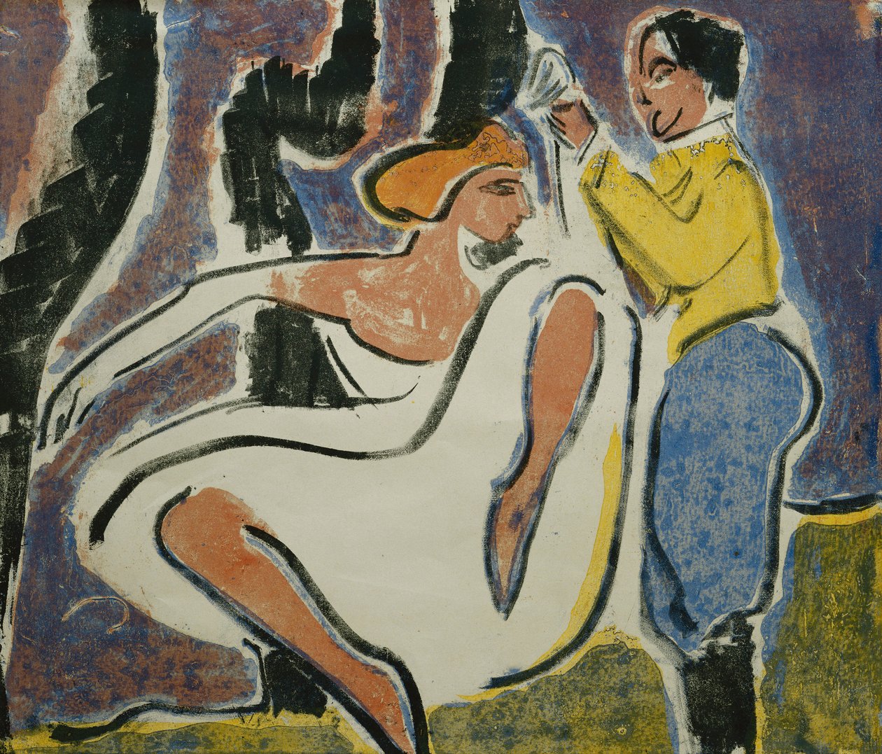 ruský párový tanec; Russisches Tanzerpaar, 1909 od Ernst Ludwig Kirchner