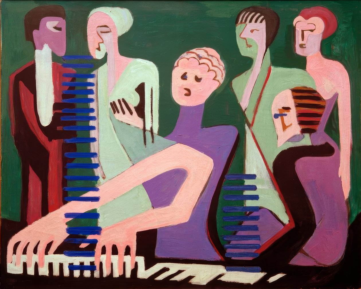 Zpěvák u klavíru od Ernst Ludwig Kirchner