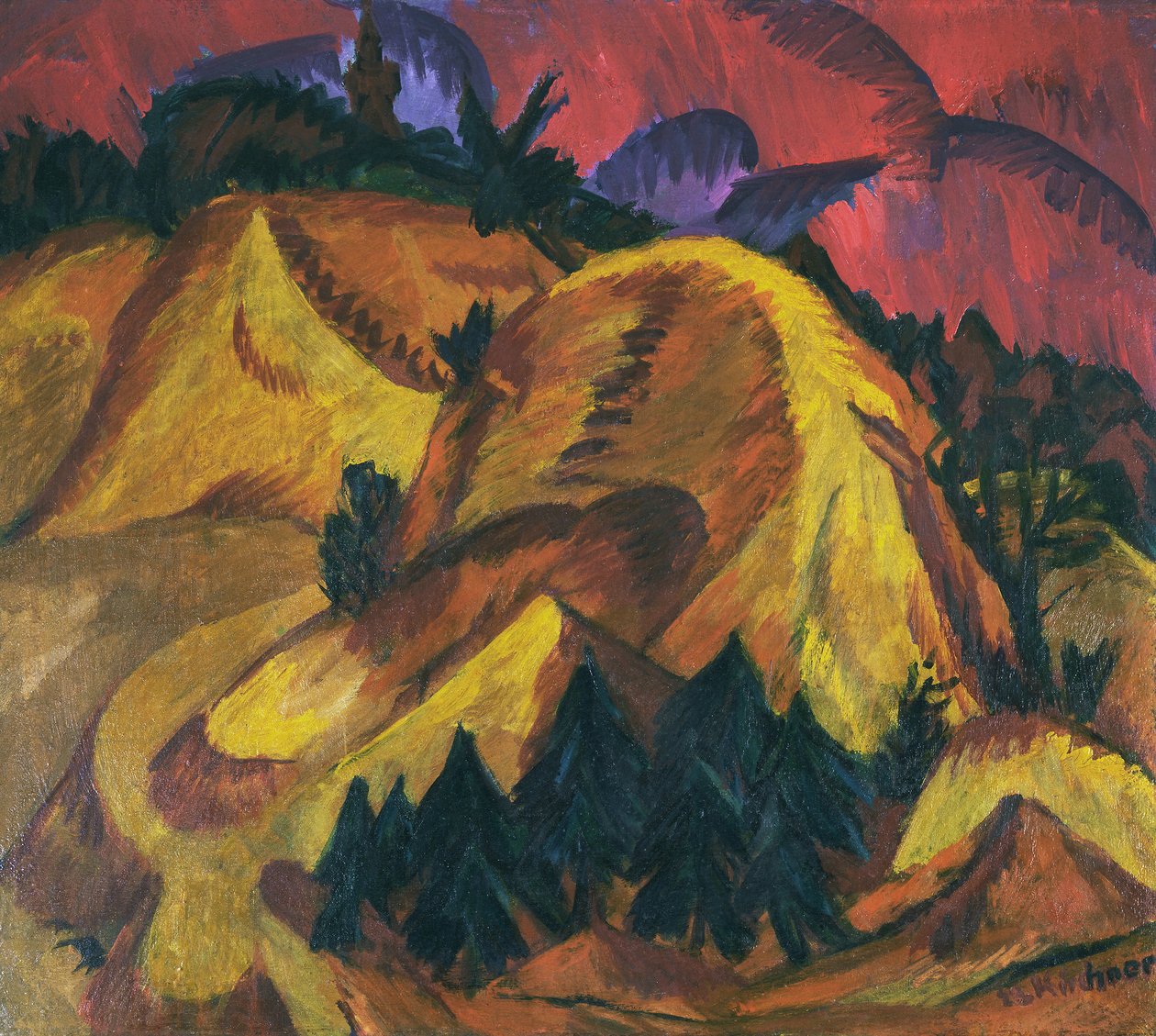 Písečné kopce Engadinu od Ernst Ludwig Kirchner
