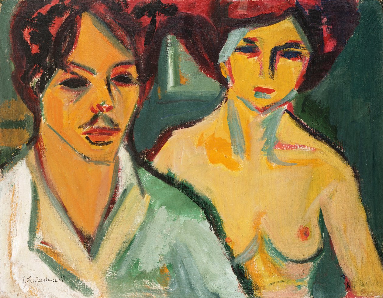 Autoportrét s modelkou, 1905 od Ernst Ludwig Kirchner