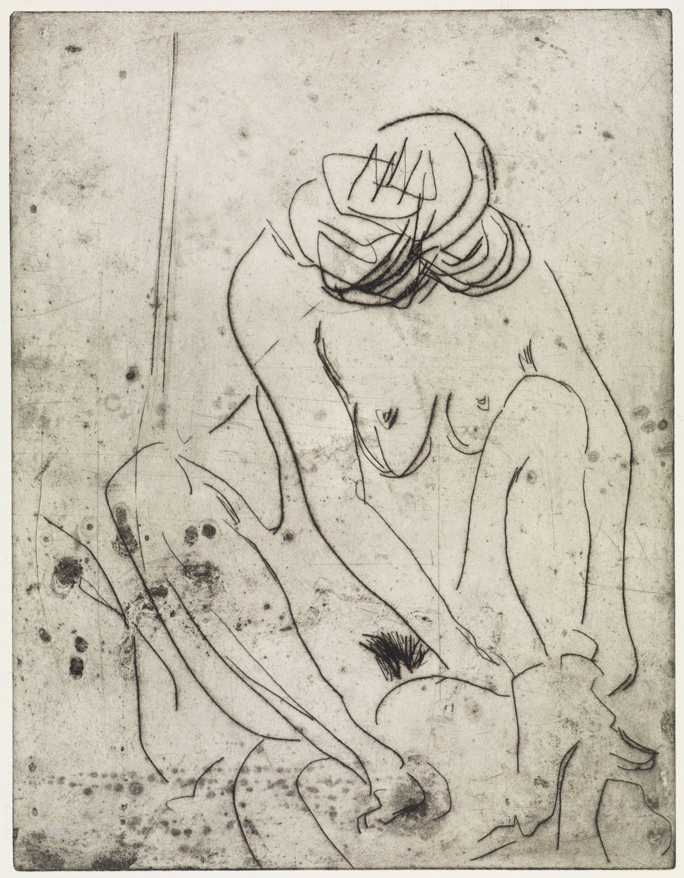 Dívka, která se utírá / Dvě koupající se ženy od Ernst Ludwig Kirchner