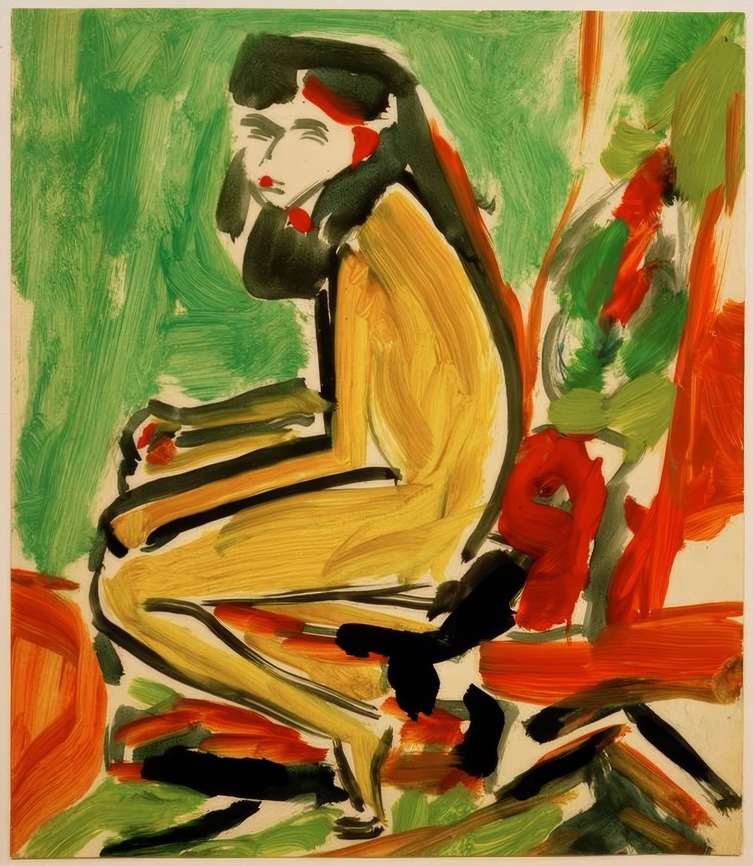 Sedící Fränzi s bílou tváří od Ernst Ludwig Kirchner