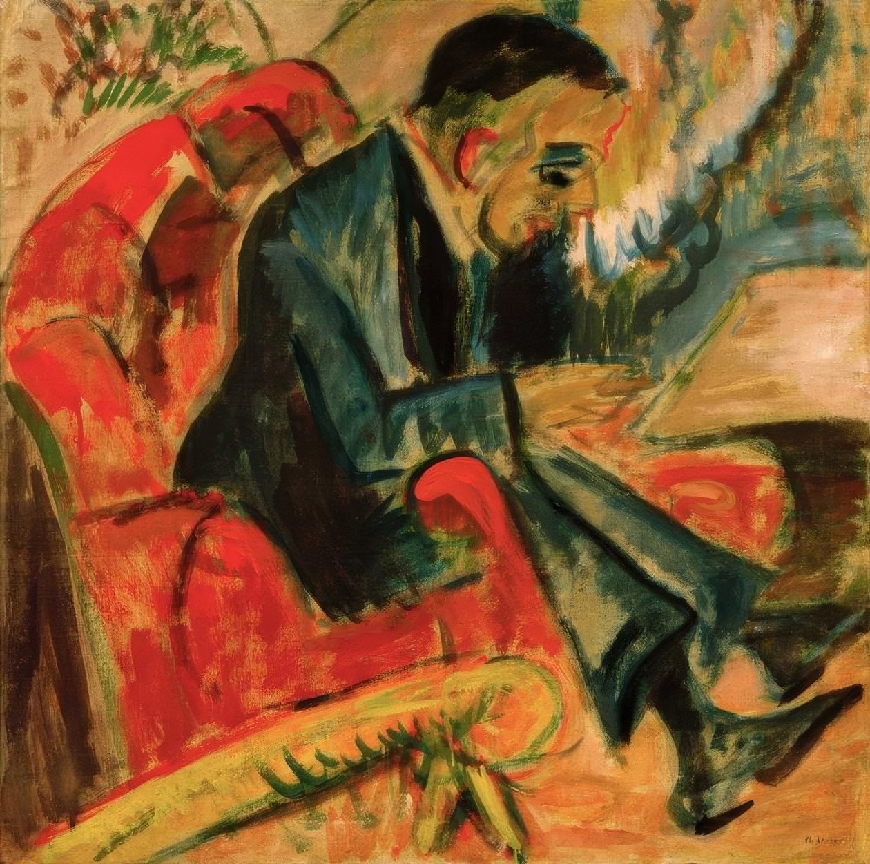 Sedící muž na lavičce v parku od Ernst Ludwig Kirchner