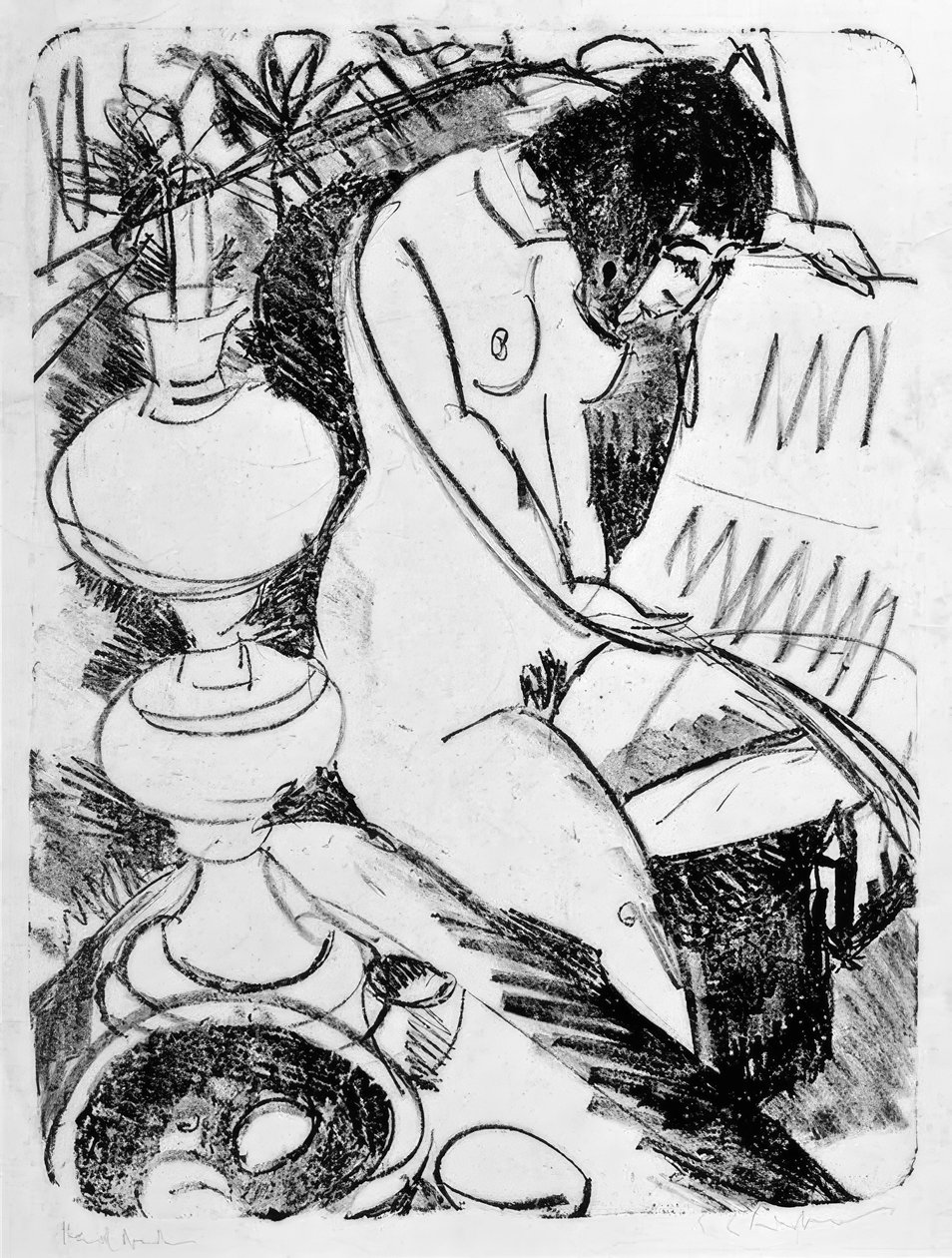 Čtení v sedě od Ernst Ludwig Kirchner