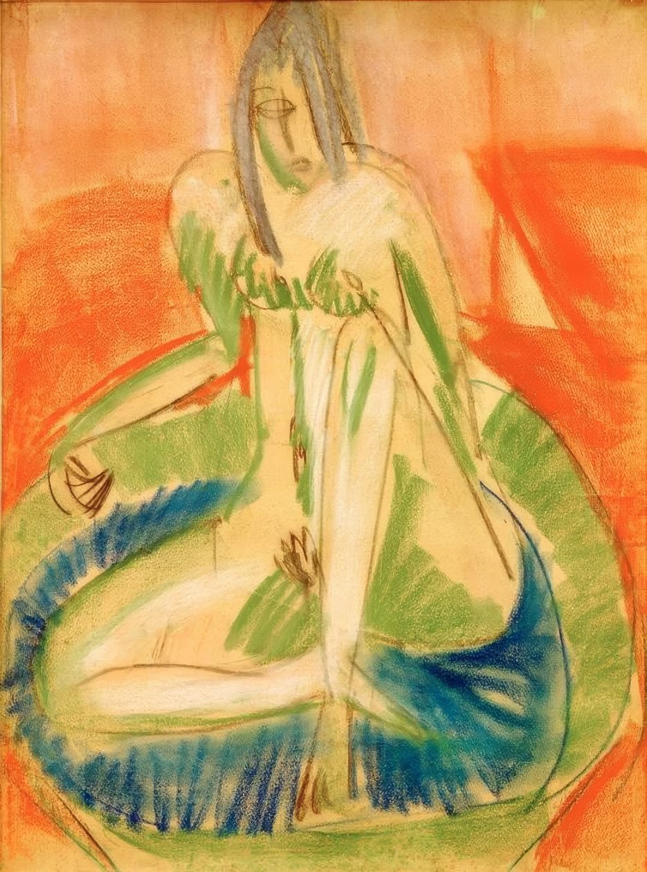 Sedící ženský akt ve vaně od Ernst Ludwig Kirchner