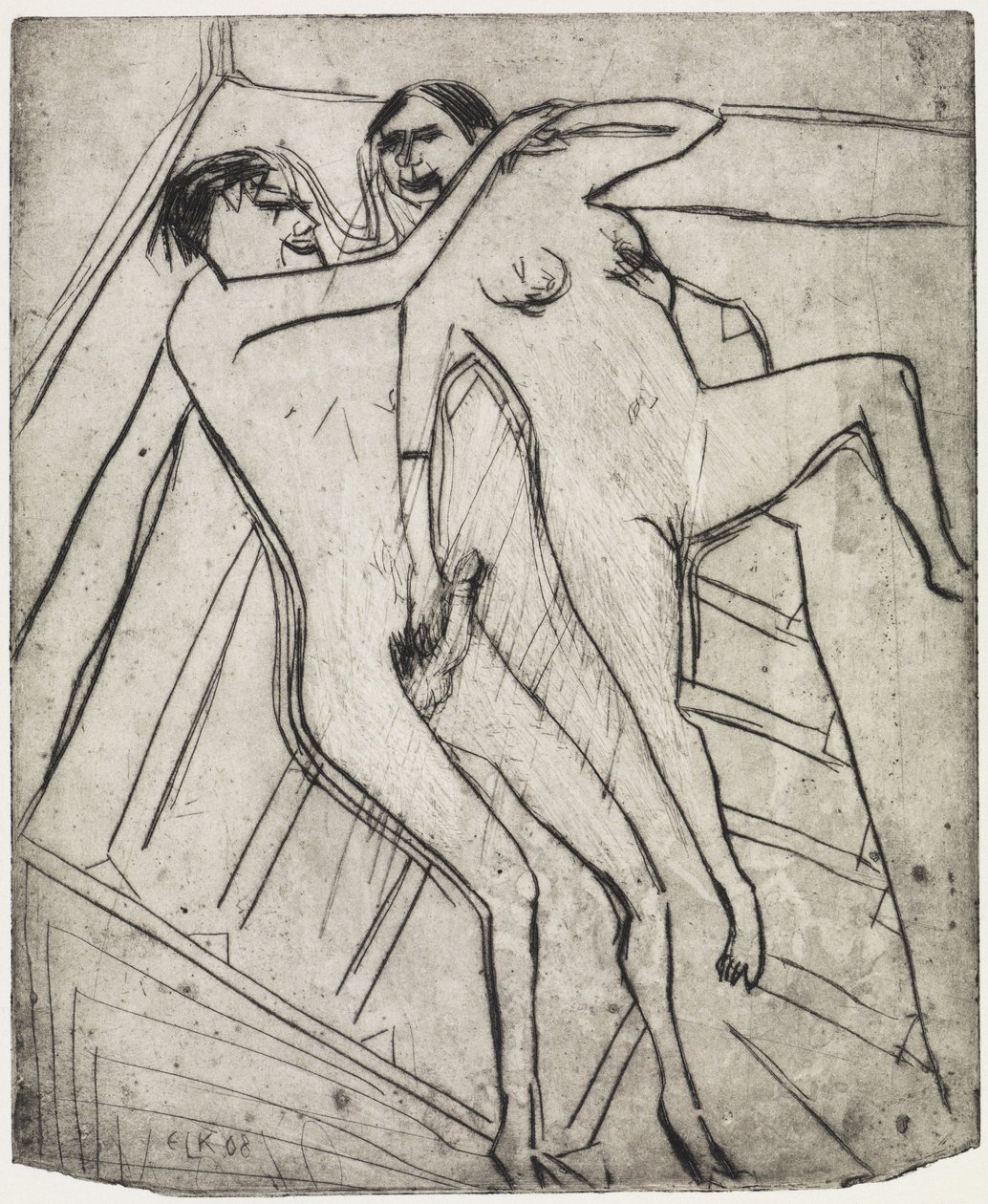 Dívka sedící na pláži / zamilovaný pár od Ernst Ludwig Kirchner