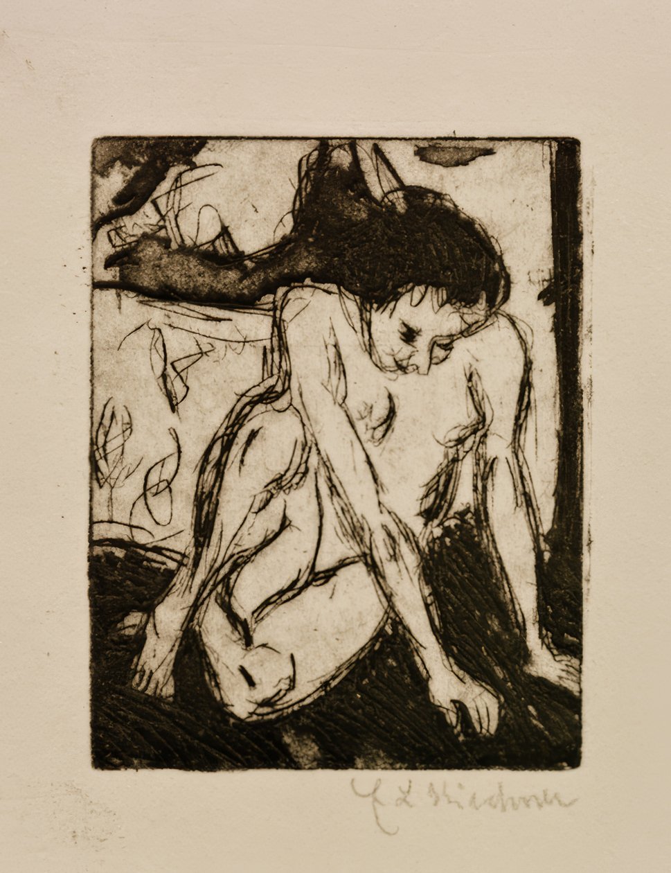 Sedící nahá dívka od Ernst Ludwig Kirchner