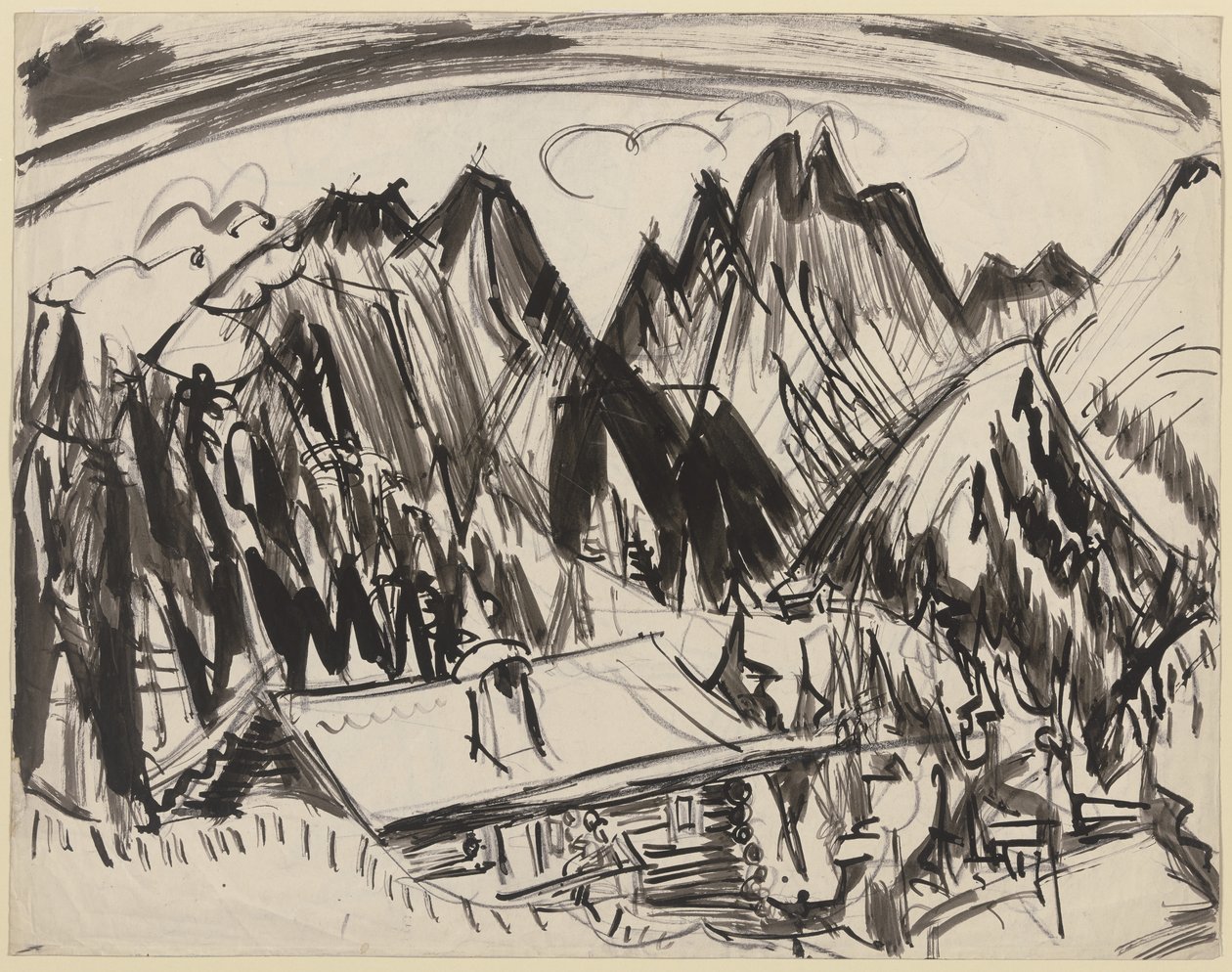 Stáj v Alpách od Ernst Ludwig Kirchner