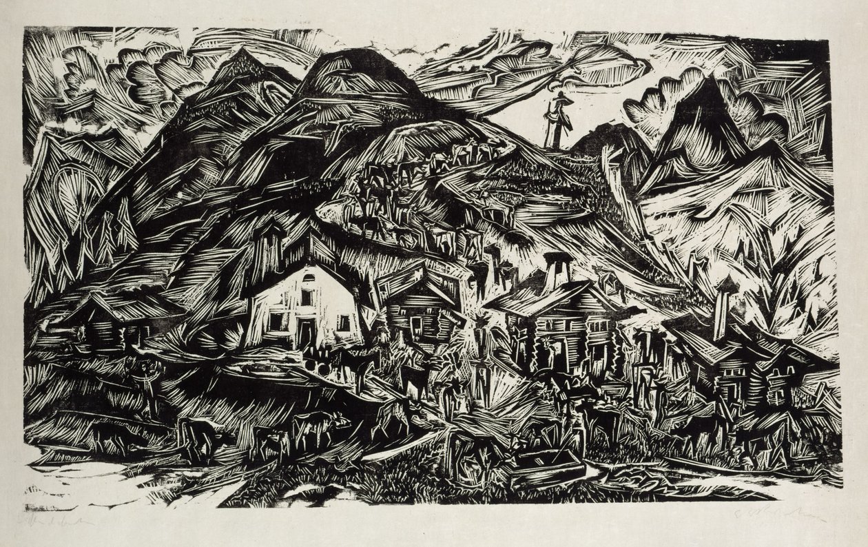 Stafelalp, celkový pohled - výstup na alpskou pastvinu od Ernst Ludwig Kirchner