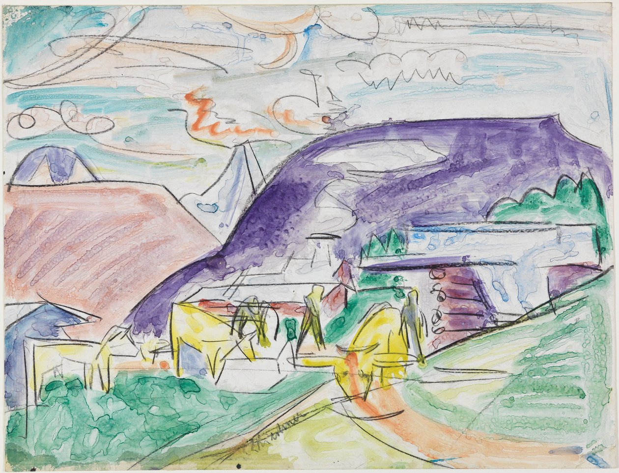 Stafelalp s krávami od Ernst Ludwig Kirchner