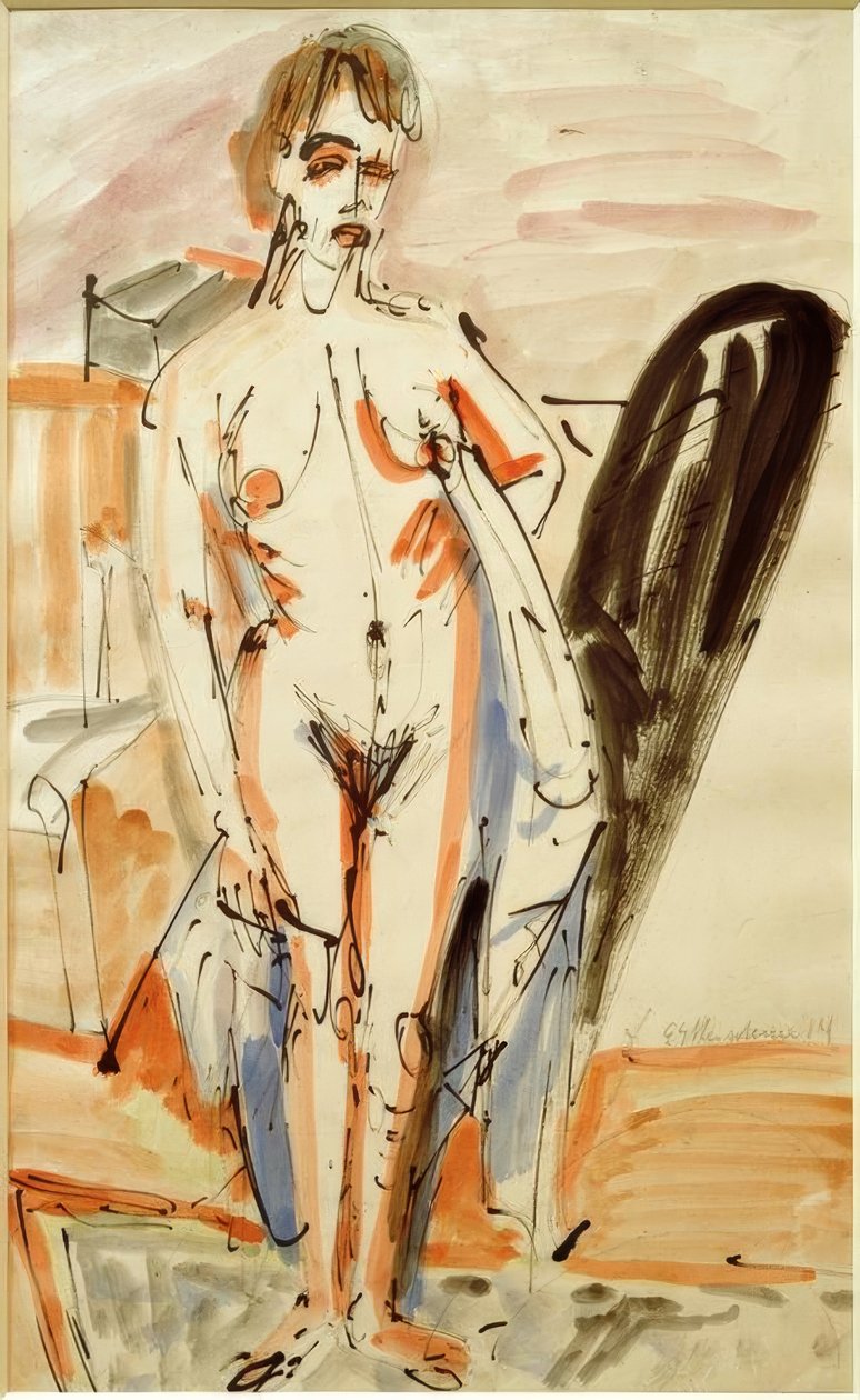 Stojící nahá (stojí nahá žena) od Ernst Ludwig Kirchner