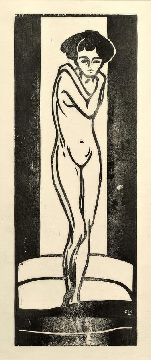 Stojící nahá dívka se založenýma rukama od Ernst Ludwig Kirchner