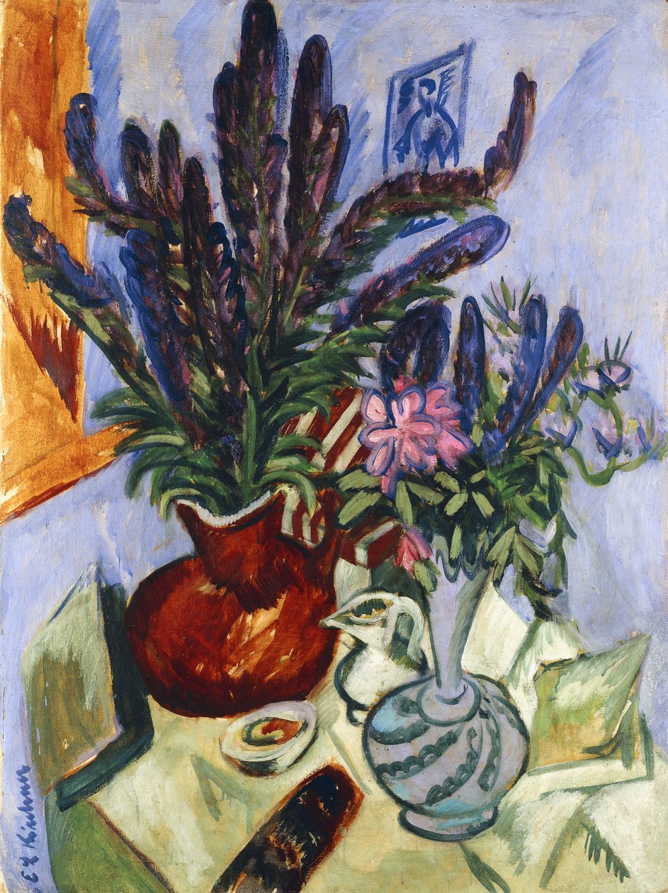 Zátiší s vázou květin; Stilleben Mit Blumenvasen, 1912 od Ernst Ludwig Kirchner