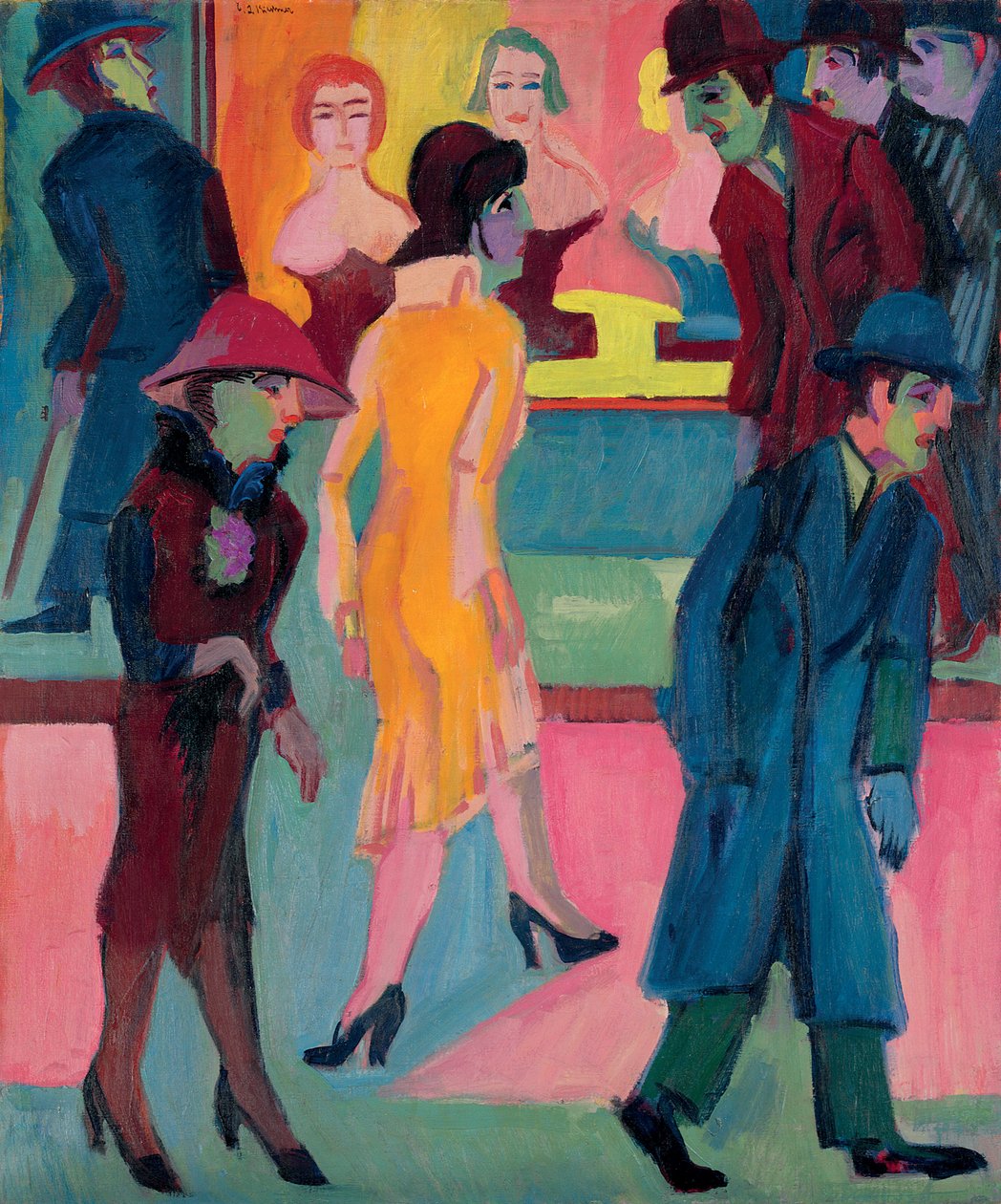 Pouliční scéna u holičství; Pouliční scéna před holičstvím, 1926 od Ernst Ludwig Kirchner