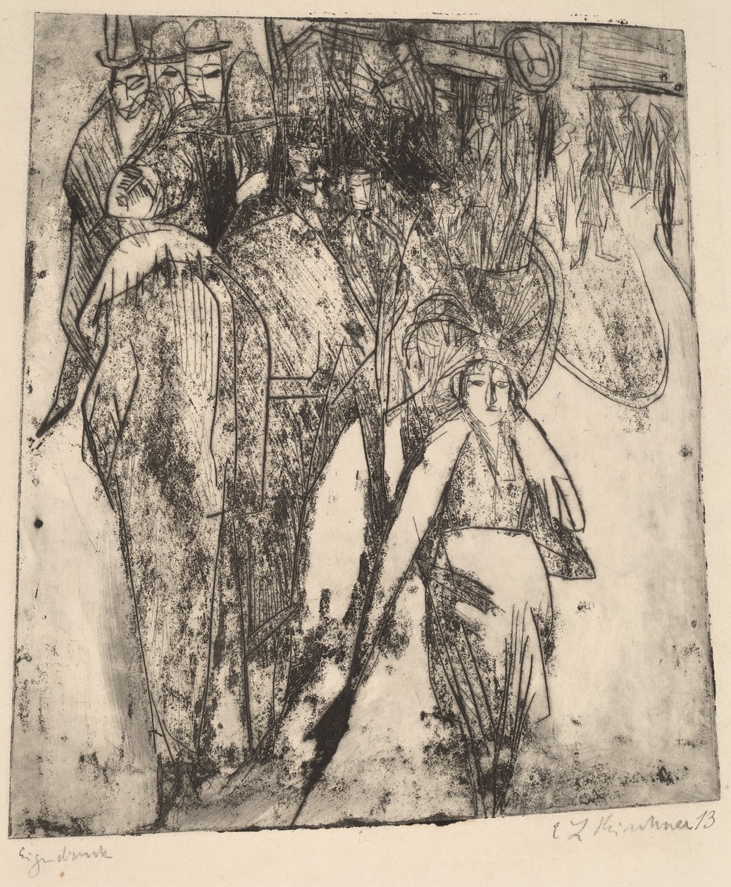 Pouliční scéna s omnibusem od Ernst Ludwig Kirchner