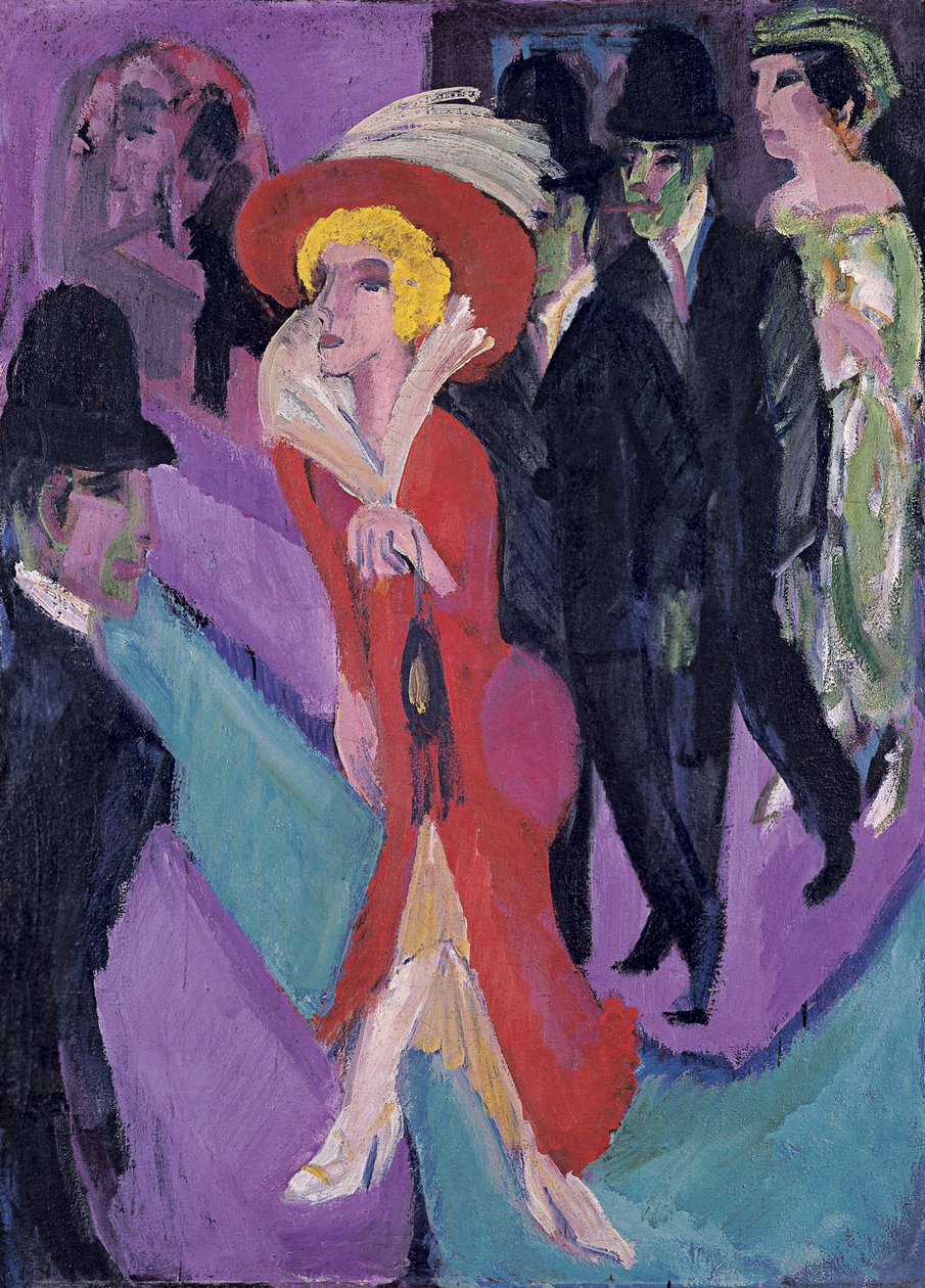 Ulice s červeným Streetwalkerem, 1914-1925 od Ernst Ludwig Kirchner