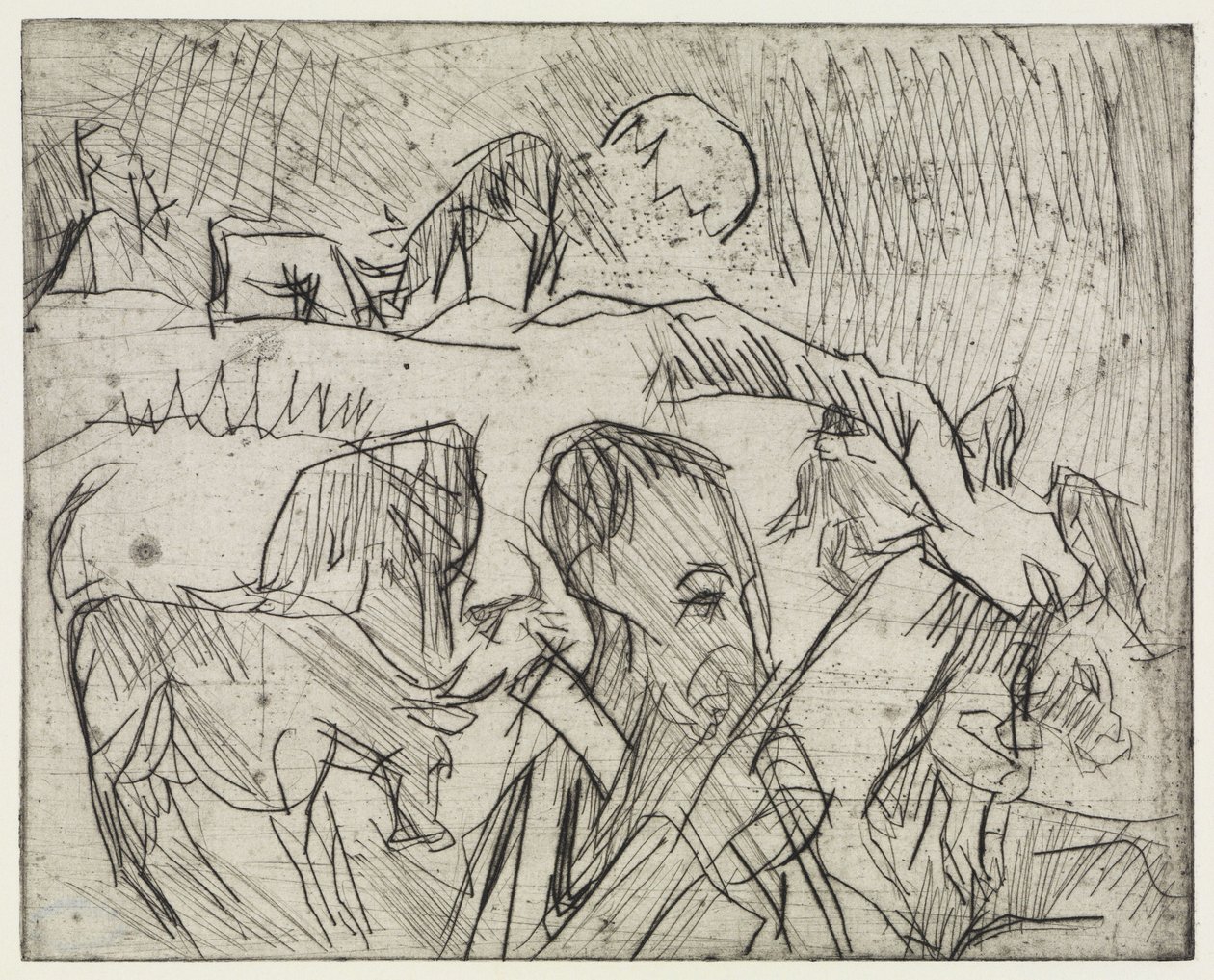 Studie Mardersteig / Pastýř s krávami na hoře od Ernst Ludwig Kirchner