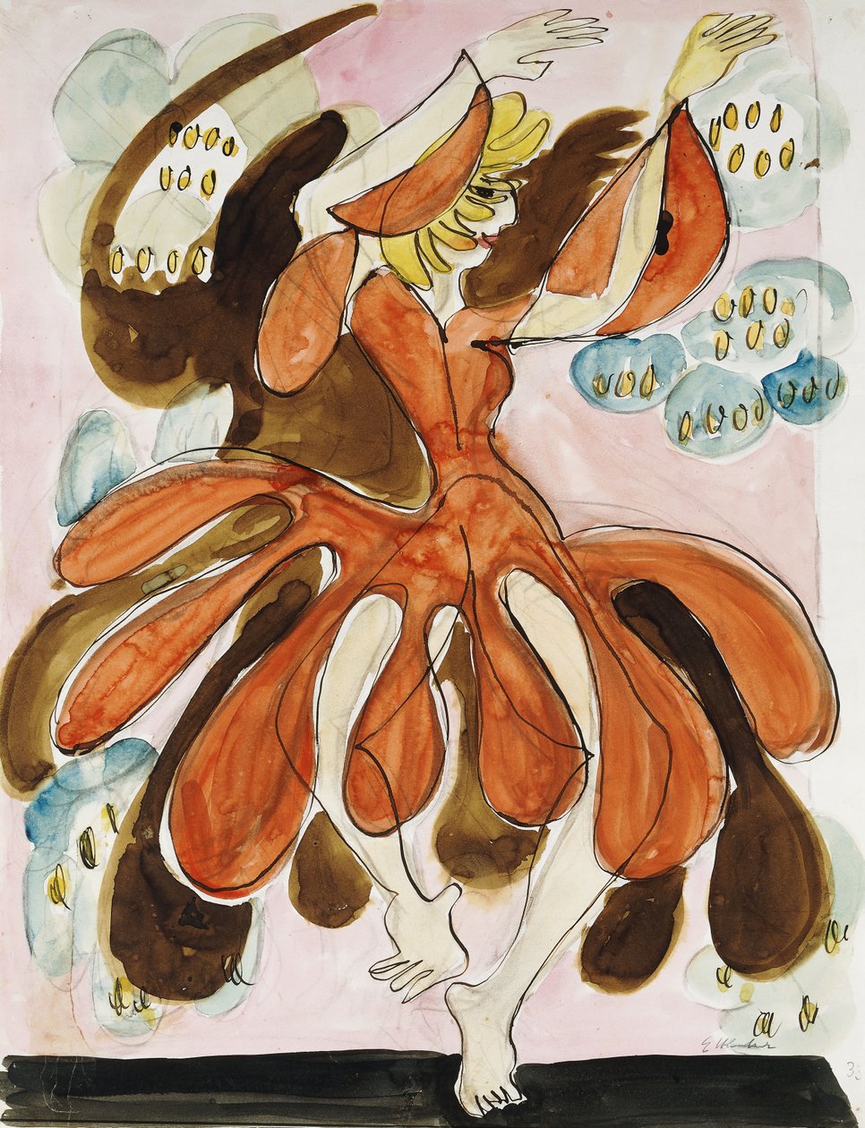 tanečnice Palucca; Die Tanzerin Palucca, c. 1930-31 od Ernst Ludwig Kirchner