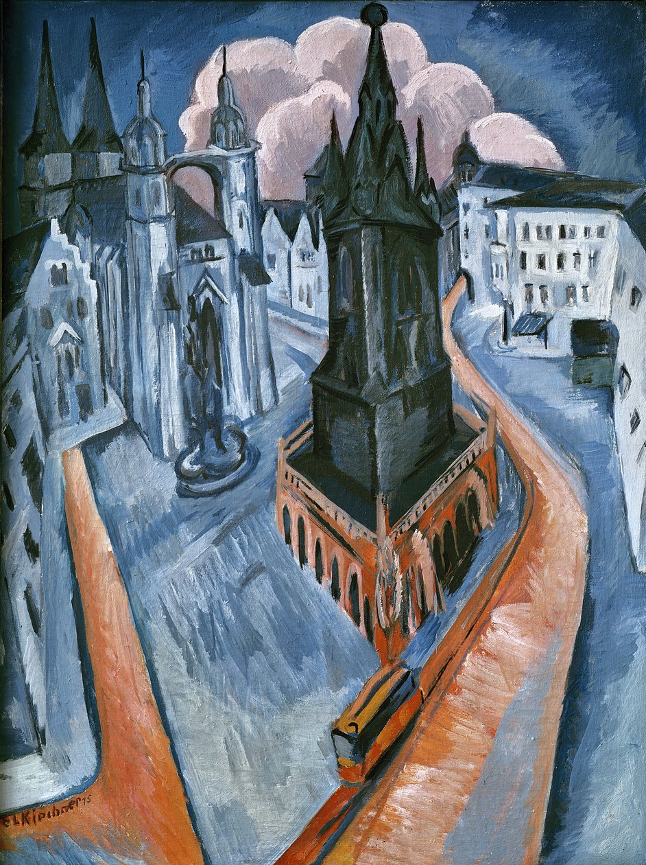 Červená věž v Halle od Ernst Ludwig Kirchner