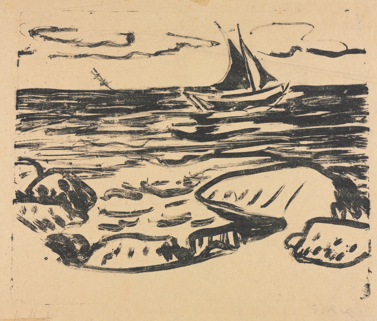 Moře poblíž Staberhuku od Ernst Ludwig Kirchner