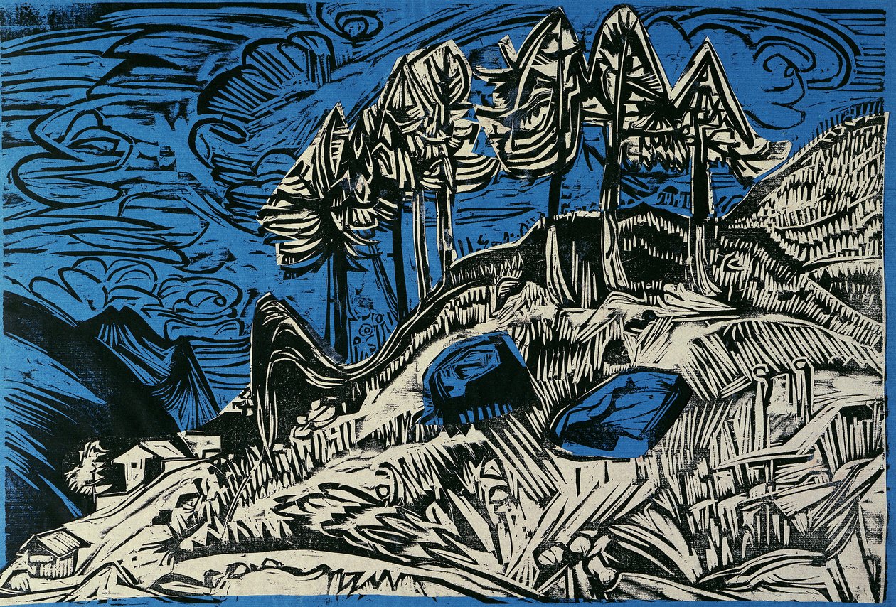 Stromy na horském svahu od Ernst Ludwig Kirchner