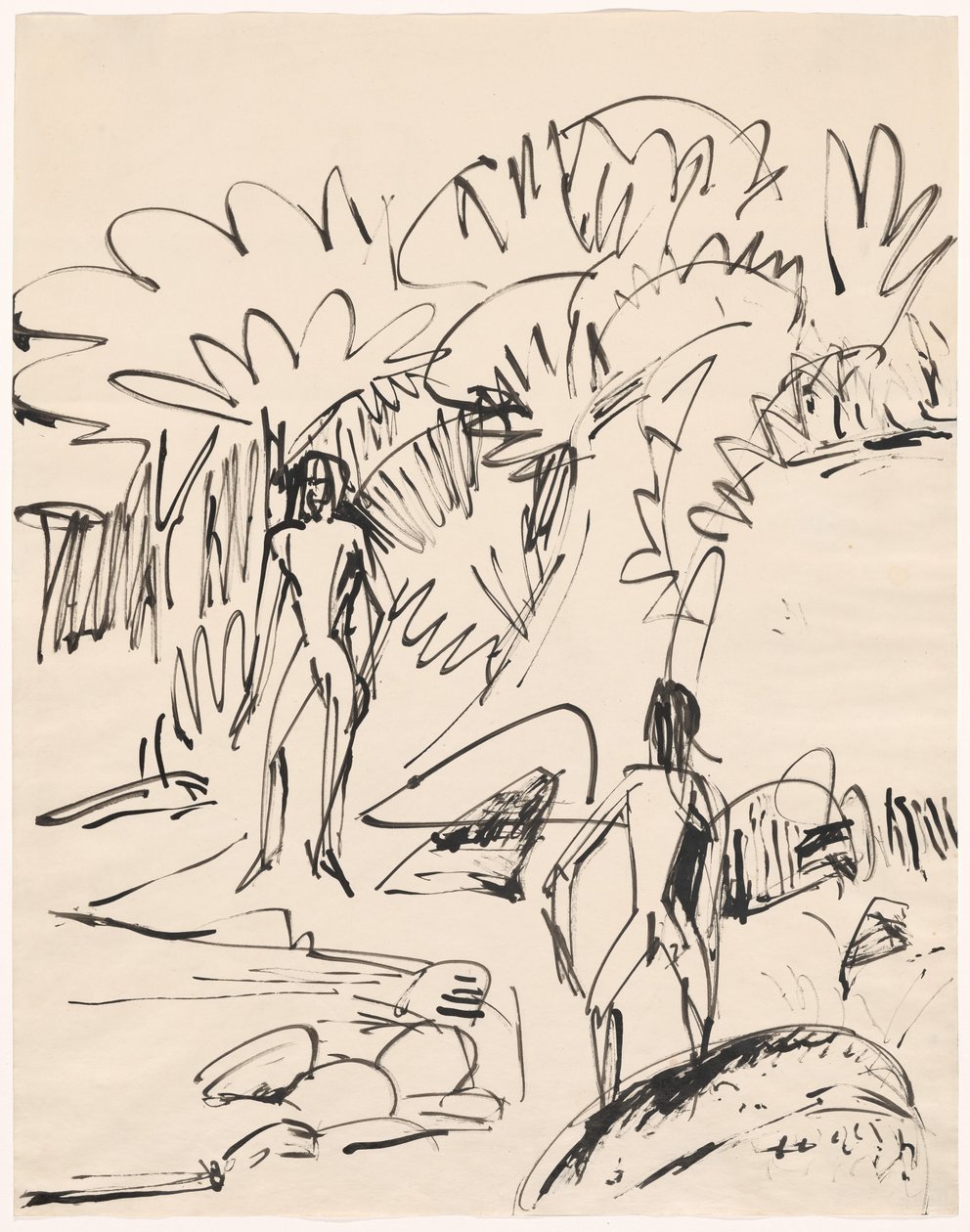 Dva koupající se na pobřeží Fehmarn od Ernst Ludwig Kirchner