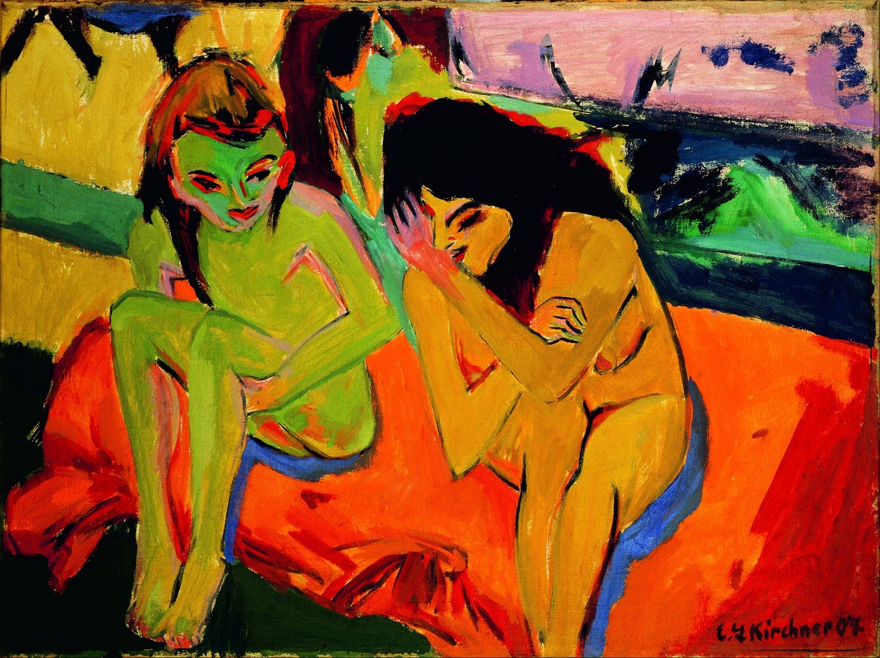 Dvě dívky / nahé dívky hovořící spolu od Ernst Ludwig Kirchner