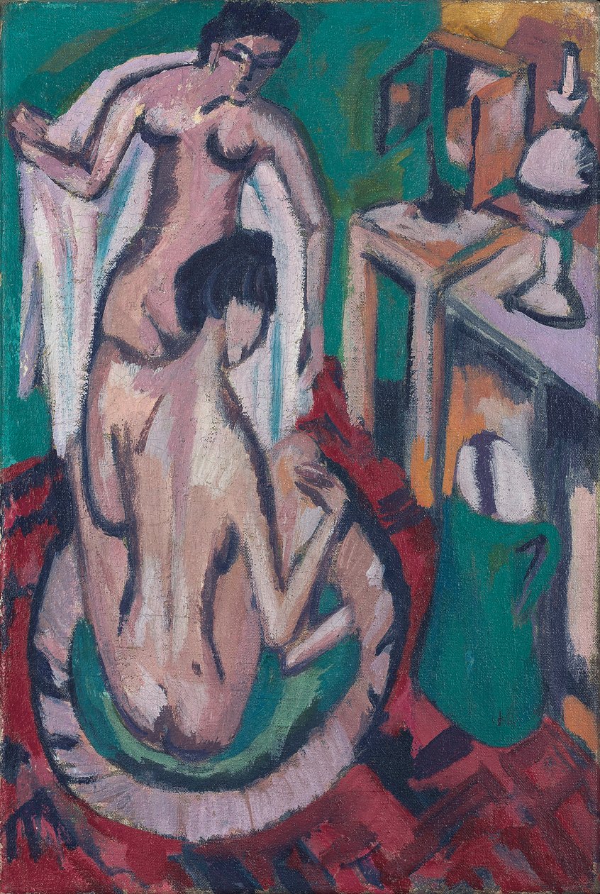 Dva akty v mělké vaně, c. 1912/1913-1920 od Ernst Ludwig Kirchner