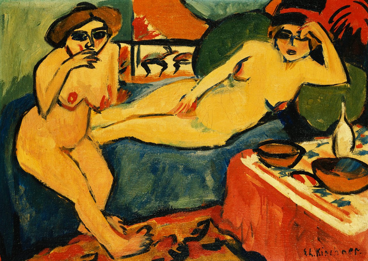 Dva akty na modré pohovce; Dva akty na modré pohovce, c.1910-1920 od Ernst Ludwig Kirchner