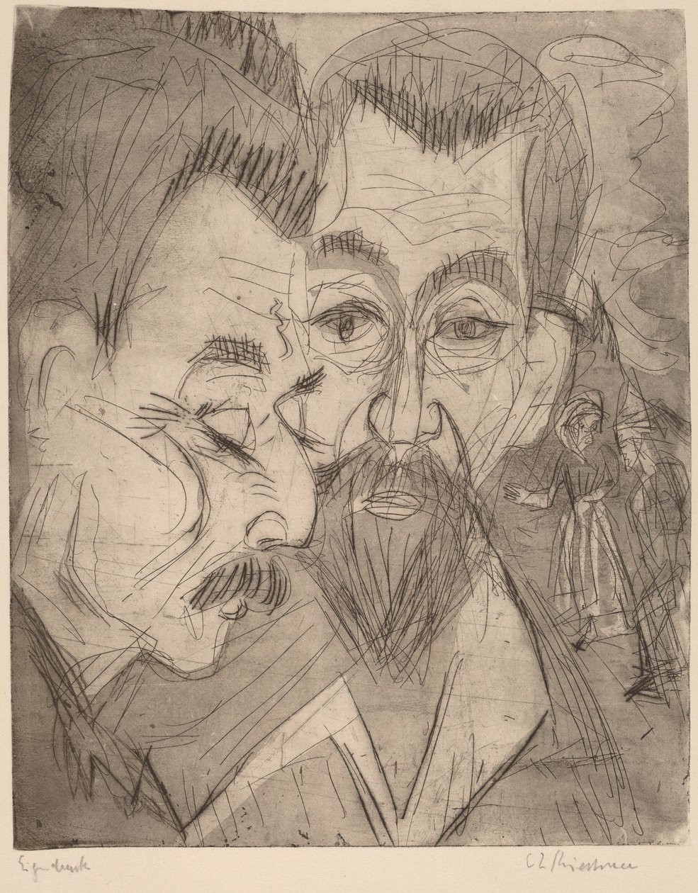 Dvě selské hlavy od Ernst Ludwig Kirchner