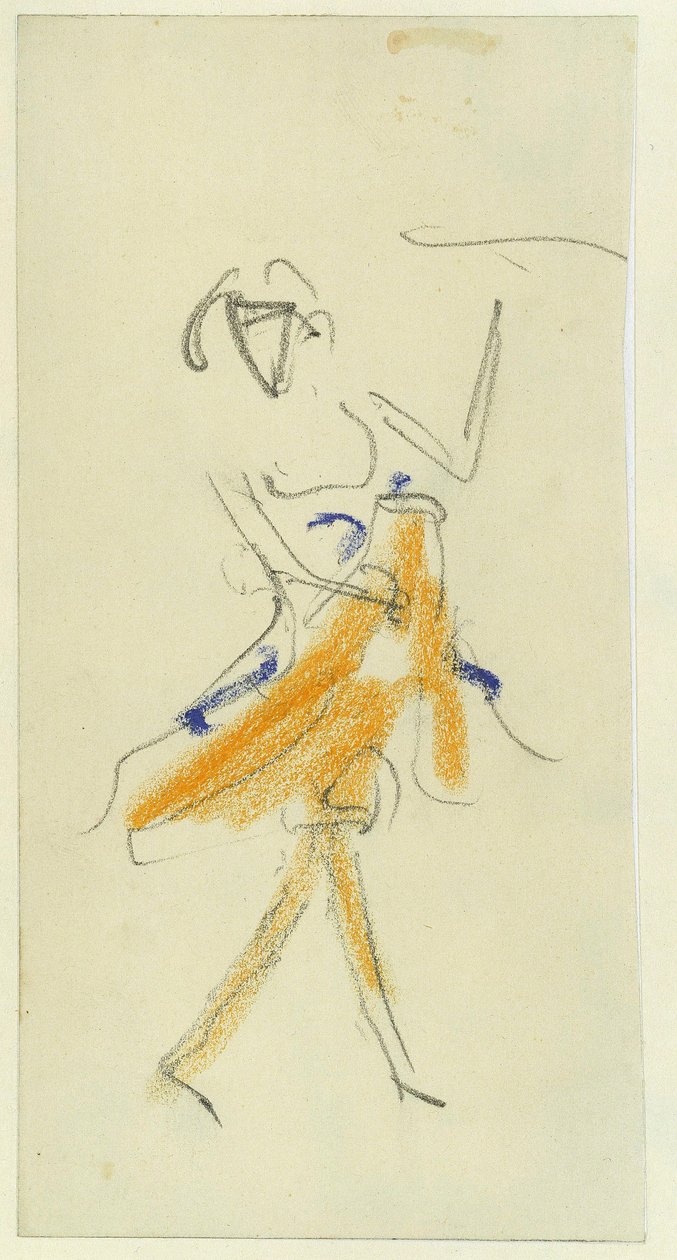 Tanečník. Dílo Ernsta Ludwiga Kirchnera (1880-1938), tužka a pastel na kartonu od Ernst Ludwig Kirchner