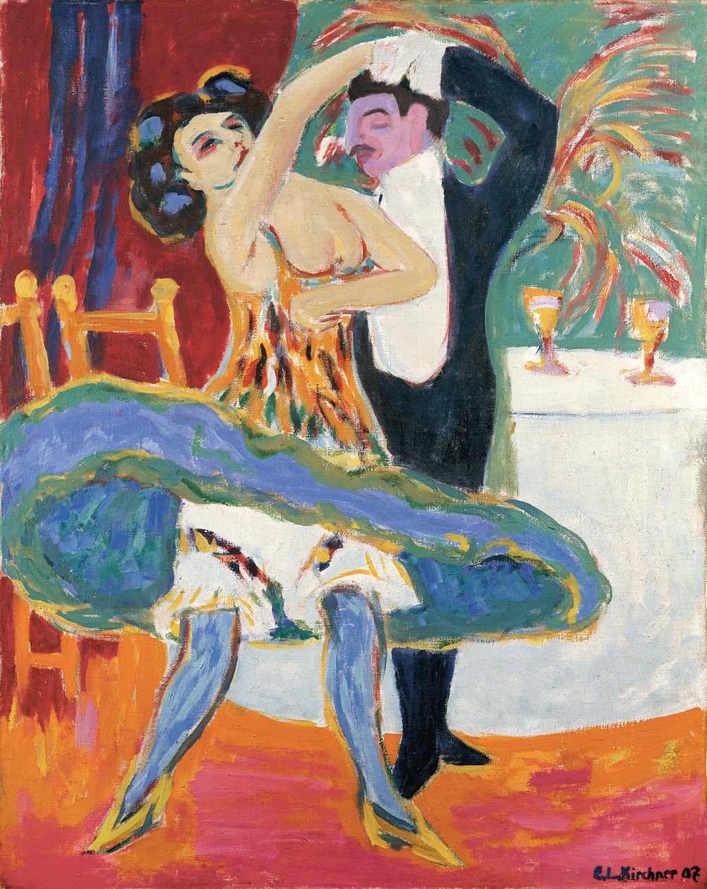 Divadlo Vaudeville (Anglický taneční pár), cca 1909 (olej na plátně) od Ernst Ludwig Kirchner