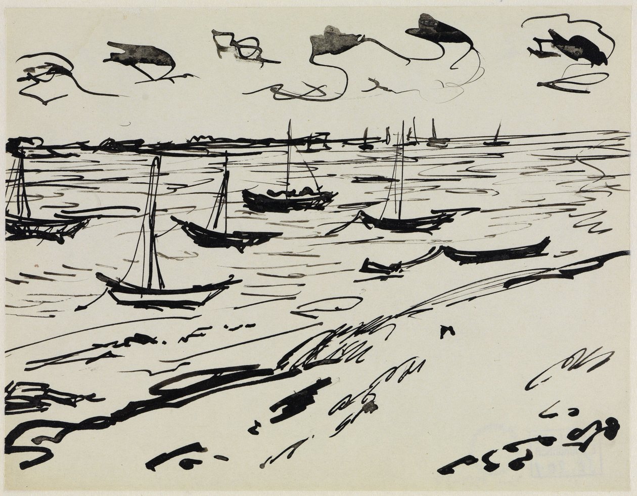 Zakotvené rybářské lodě (Fehmarn) od Ernst Ludwig Kirchner