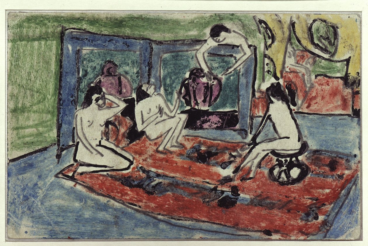Čtyři akty v ateliéru (pohlednice Maschce Müllerové) od Ernst Ludwig Kirchner
